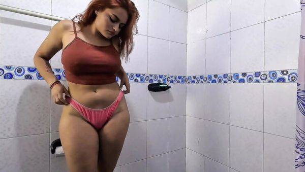 Step Cousin Caught Showering and Begs for Cum - POV Blowjob with Big Ass Colombian Teen - porntry.com - Colombia on freevids.org