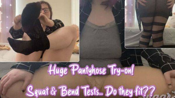 Sexy BBW SugarFlower Tries On Huge Pantyhose Haul - Squatting & Teasing in Glasses - porntry.com - Usa on freevids.org