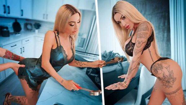 Blonde StepMom Danae Mari Gets Pipe Laid By Juan In Kitchen - Big Tits, Creampie, HD - veryfreeporn.com on freevids.org