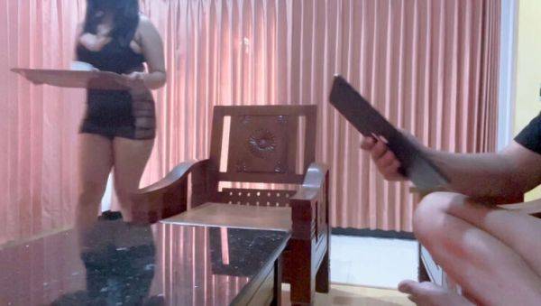 Hot Indonesian Waitress Fucked Hard by Boss in Living Room - Nadalyne Creampie - porntry.com - Indonesia on freevids.org