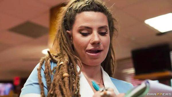 Hot Diner Threesome with Lucy Foxx & Jmac - Big Tits, Blowjob & Cumshot - porntry.com on freevids.org