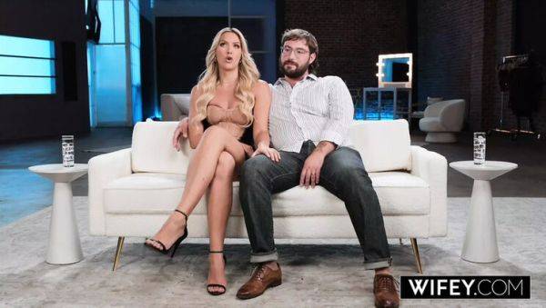 Hot Blonde Wife Savvy Suxx Sucks and Rides Big Cock in Front of Her Man - porntry.com on freevids.org