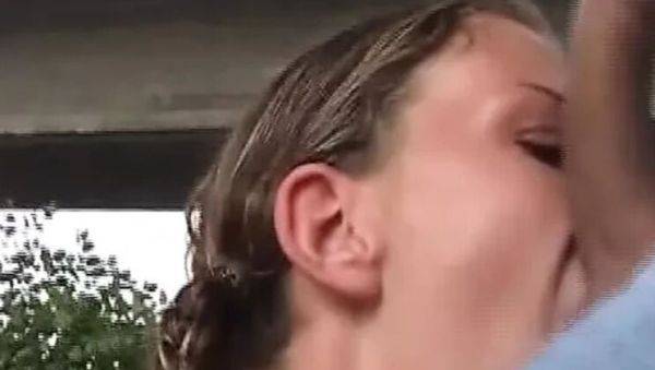 Sexy German blonde teen rides huge cock in public - Kahti Parker - veryfreeporn.com - Germany on freevids.org