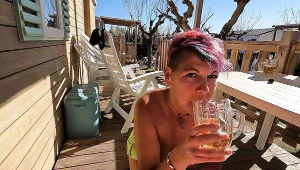 Outdoor Camping Blowjob - Brunette Sucking Dick on Terrace - veryfreeporn.com on freevids.org