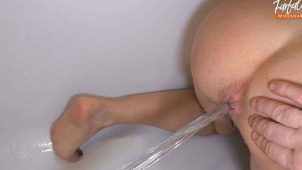 First Time Anal with My Wife - Farfalla Takes a Huge Creampie in the Bathroom - porntry.com on freevids.org