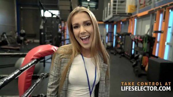 Hot Blonde Reporter Alexis Gets Fucked Hard By Stud Trainer While Trainee Cherry Watches - veryfreeporn.com on freevids.org