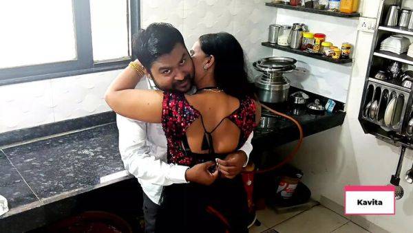 Desi MILF Kavita Gets Fucked Hard by Son-in-Law Tatya in Kitchen - Close Up Real Homemade Sex - xxxfiles.com - India on freevids.org