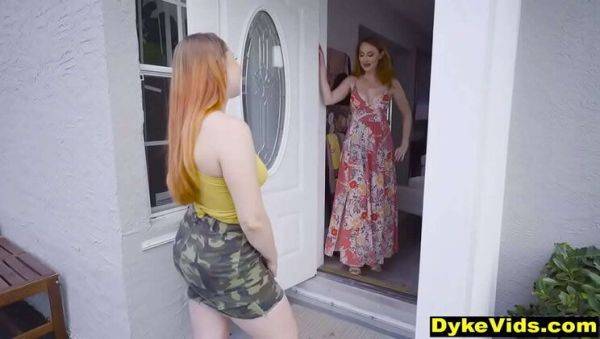 Hot redhead MILF shows teen girl how to lick pussy - lesbian first time - porntry.com on freevids.org