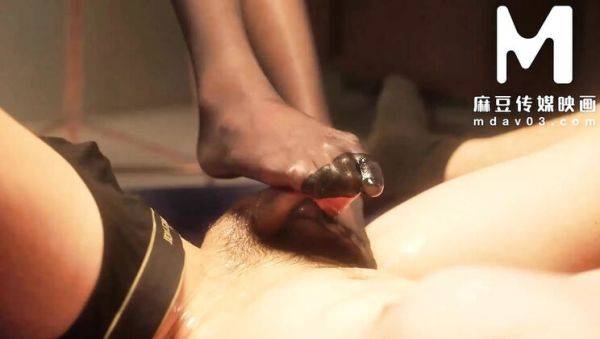 Zhou Ning Asian Footjob Queen with Long Legs in HD BDSM Threesome - porntry.com on freevids.org