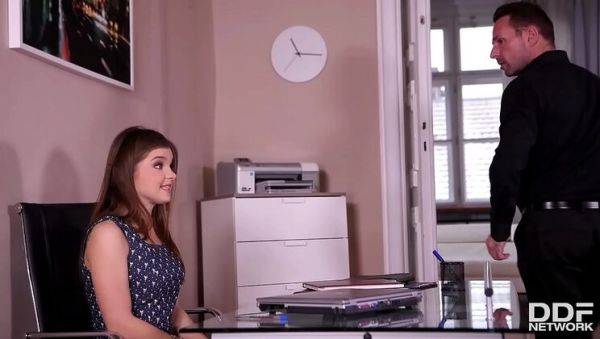 Young secretary Renata Fox gets tied up and anal fucked hard on office desk - porntry.com on freevids.org