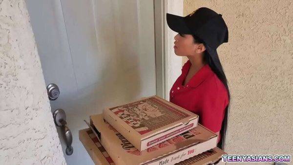 Two horny teens order pizza and fuck sexy Asian delivery girl Ember Snow - porntry.com on freevids.org