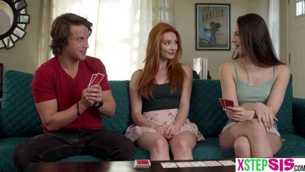 Lacy Lennon and Liz Jordan teen stepsisters strip poker hardcore threesome POV sex - porntry.com - Jordan on freevids.org