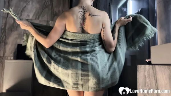 Busty Blonde GF With Amazing Big Tits Masturbates in Shower While I Record Her - porntry.com - Britain on freevids.org