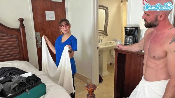 Danny Steele In The Naughty Hotel Maid And The Thick Cock Surprise: Towel Drop Cum On Tits And Creampie For 5 Bucks - videomanysex.com on freevids.org