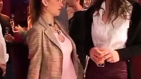 Two Slutty Girls in Night Club Suck and Ride a Giant Hard Cock - veryfreeporn.com on freevids.org