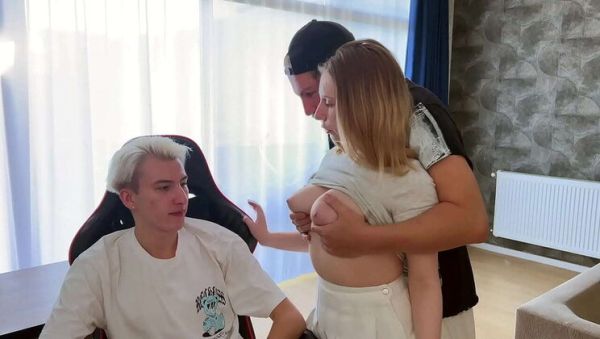 Step Dad Takes Virgin Step-Son's First Time with Busty Girlfriend - MMF Threesome POV Blowjob & Missionary - xxxfiles.com on freevids.org