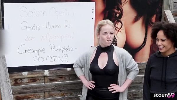 Mia Adler & Lia Amalia German Pick Up Stranger for No Condom Threesome Fuck - porntry.com - Germany on freevids.org