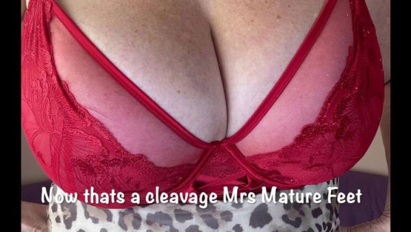Mature British MILF with Big Natural Tits and Stockings Strips in Red Dress for Friend - Homemade HD Footing - porntry.com - Britain on freevids.org