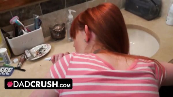 Petite Redhead Stepdaughter Surprised by Stepdad's Cock in Bathroom - Blowjob & Facial - xxxfiles.com - Britain on freevids.org