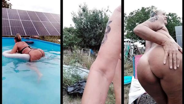 Lukerya Hot Summer Pool Solo - Big Booty MILF Outdoor Amateur Homemade - porntry.com on freevids.org