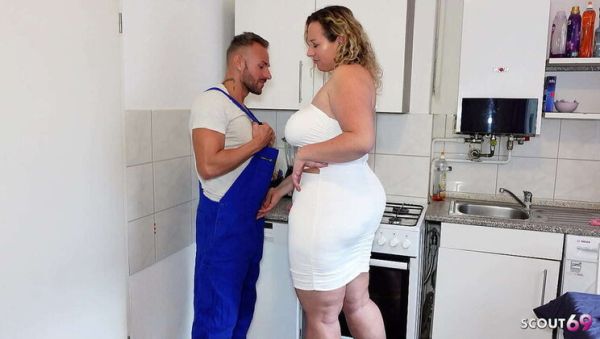 German BBW Wife Kathy Deep Cheats with Repairman - Big Natural Tits Kitchen Fuck - porntry.com - Germany on freevids.org