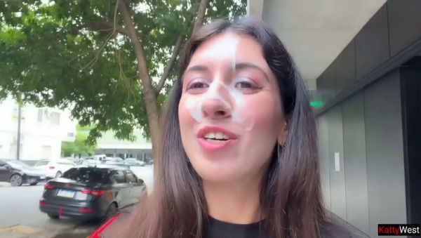 Katty West Brunette Skinny Amateur Public Cumwalk - Huge Facial Cumshot on Street - porntry.com on freevids.org