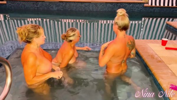 MILF Nina Nite & Lana Lee Threesome Pool Party - Lesbian Pussy Eating Friends - veryfreeporn.com - Britain on freevids.org