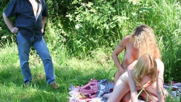 Natasha Stone & Laura Fox - Perverted Voyeur Watches Docile Lesbian Outdoor Threesome - porntry.com - France on freevids.org