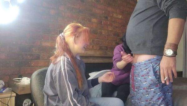 Shy Girls Jerking Off Massive Cock - Double Handjob Threesome FFM - porntry.com on freevids.org