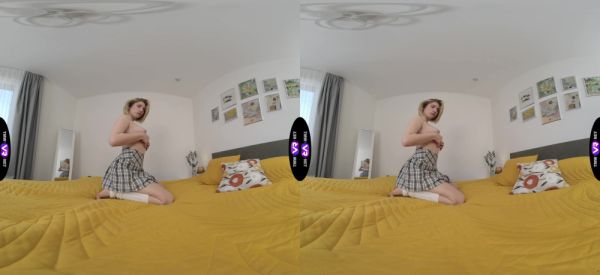 Blond bombshell Mila teases in a miniskirt as she pleasures her shaven pearl with fingers - alphaporno.com on freevids.org