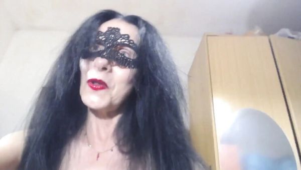 Italian Granny in Mask Dirty Talks While Showing Feet in Tight Stockings - porntry.com - Italy on freevids.org