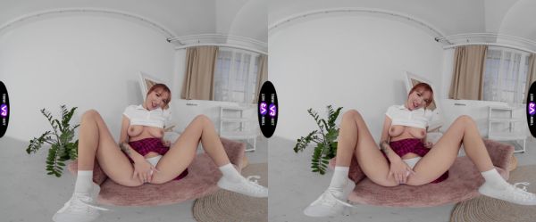 Redheaded Lilly in a tight miniskirt and thong gets her sweet spot fingered while wearing sneakers - alphaporno.com on freevids.org