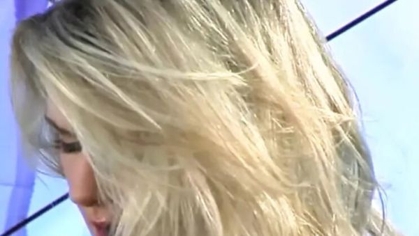 Blonde babe in black stockings teases and fingers herself outside - veryfreeporn.com on freevids.org