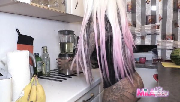 18yo Mila Elaine Shows Off Her Huge Tits and Squirts in the Kitchen - veryfreeporn.com - Germany on freevids.org
