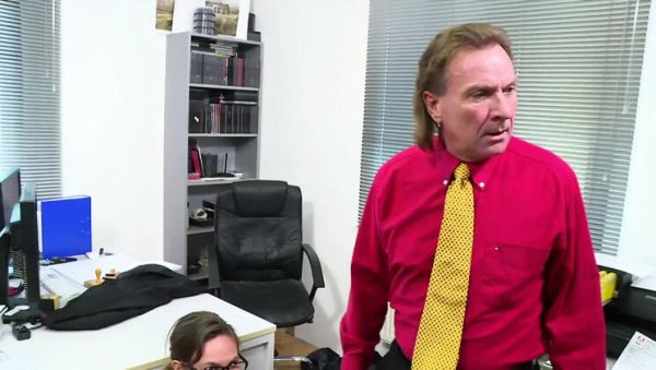 Big George's Hairy Brunette Secretary Gets Big Ass Sprayed With Cum - veryfreeporn.com on freevids.org
