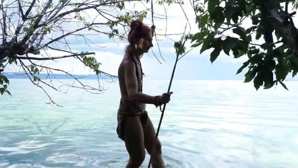 Skinny Russian MILF Natella Dance Poses Naked by the River Before Harpoon Fishing - porntry.com - Russia on freevids.org