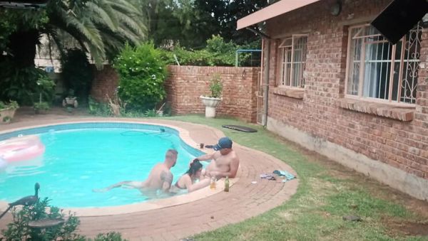 Horny Babe Gets Two Cocks by the Pool - Blowjob & Doggy - veryfreeporn.com on freevids.org