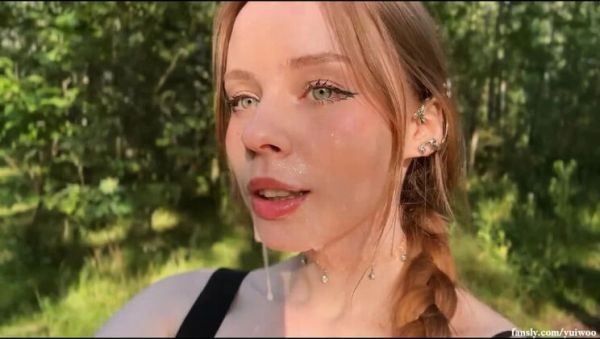 Hot Blonde Gives Incredible Blowjob in the Woods Then Takes Cum Walk - veryfreeporn.com - Russia on freevids.org