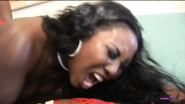 Beautiful Ebony Chick in Red Lingerie Gets Her Pussy Pounded Wildly by a BBC - veryfreeporn.com - Britain on freevids.org