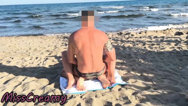 Caught by a Girl During Beach Sex – Miss Creamy Stepsister Blowjob and Huge Cumshot in Public - porntry.com - France on freevids.org